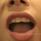 sexy red painted lipstick lips with mouth open wide and cute nose and pretty teeth closeup frame shot photo on Adult XXX Video with free preview trailer