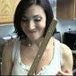 cute girl in kitchen and henley button up top smiling with ruler with tara tainton on XXX amateur adult video with free preview
