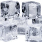 pile of ice cubes stacked on white background