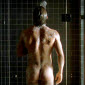 hot man nude in shower soaping up all soapy back turned with hard ass cheeks